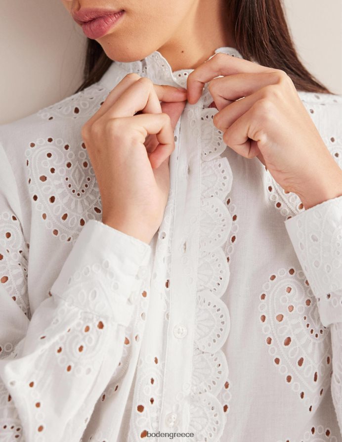 άσπρο είδη ένδυσης πουκάμισο broderie με χτένι Boden γυναίκες 464PH82533