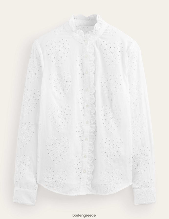 άσπρο είδη ένδυσης πουκάμισο broderie με χτένι Boden γυναίκες 464PH82533