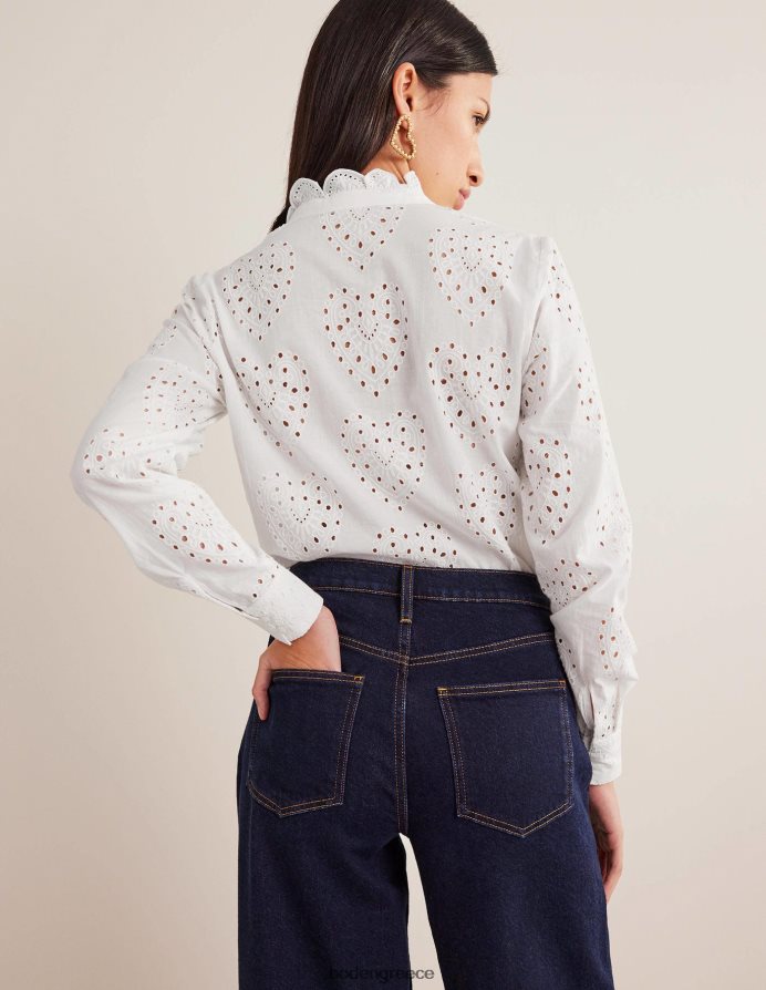 άσπρο είδη ένδυσης πουκάμισο broderie με χτένι Boden γυναίκες 464PH82533