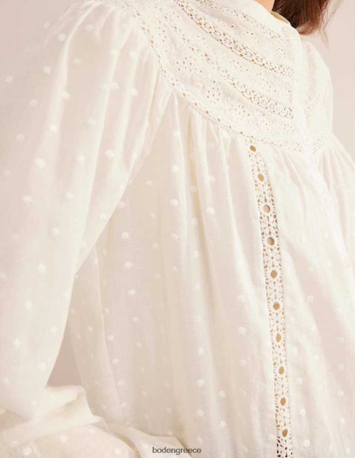 ελεφαντόδοντο είδη ένδυσης μπλούζα broderie trim Boden γυναίκες 464PH81548