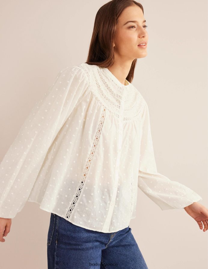 ελεφαντόδοντο είδη ένδυσης μπλούζα broderie trim Boden γυναίκες 464PH81548