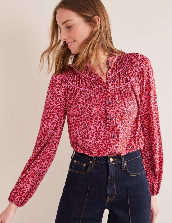 gin fizz & abstract vine είδη ένδυσης πουκάμισο φανέλας με ρουχ yoke Boden γυναίκες 464PH81446