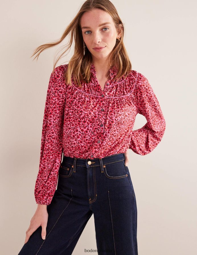 gin fizz & abstract vine είδη ένδυσης πουκάμισο φανέλας με ρουχ yoke Boden γυναίκες 464PH81446