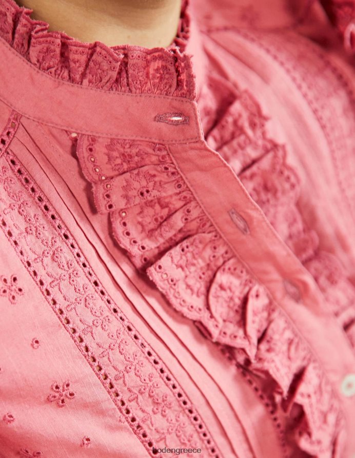 σκονισμένο κόκκινο είδη ένδυσης πουκάμισο iris broderie Boden γυναίκες 464PH82425