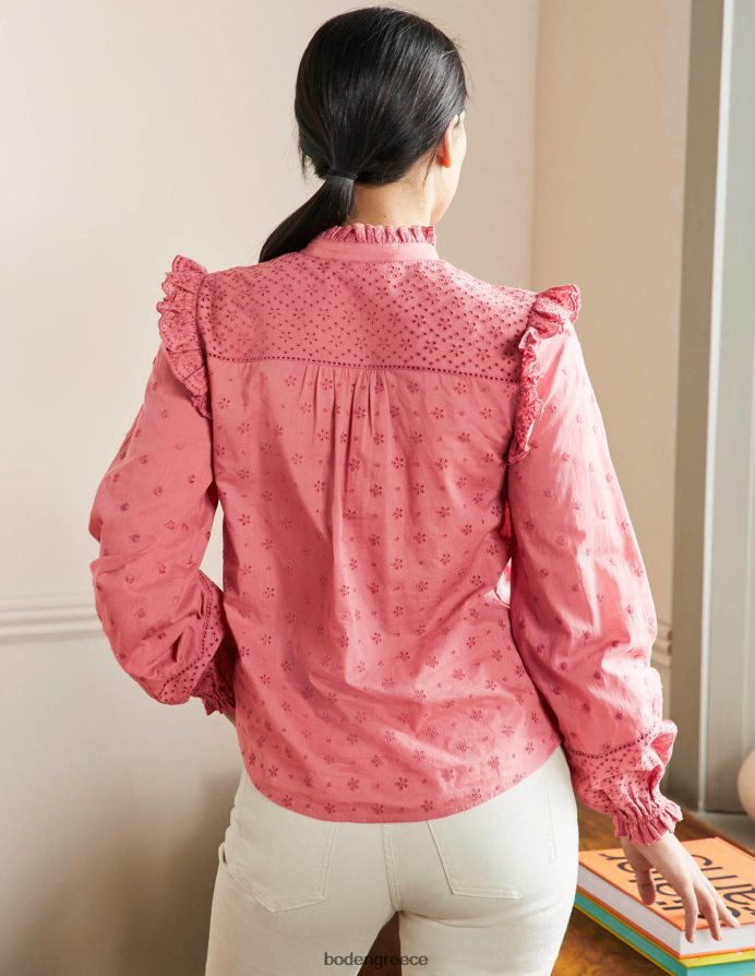 σκονισμένο κόκκινο είδη ένδυσης πουκάμισο iris broderie Boden γυναίκες 464PH82425