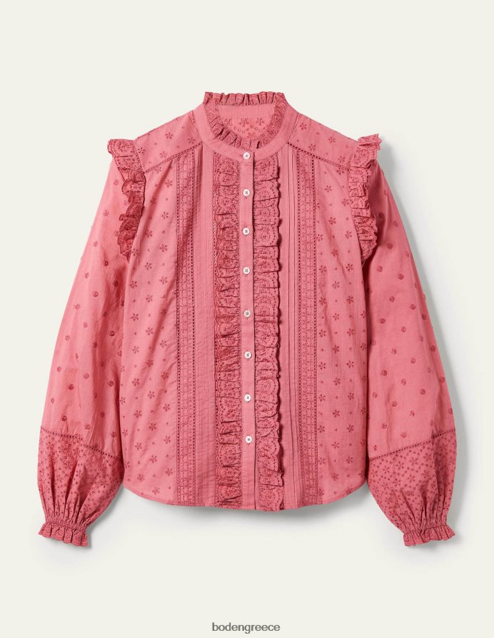 σκονισμένο κόκκινο είδη ένδυσης πουκάμισο iris broderie Boden γυναίκες 464PH82425