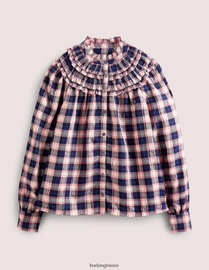 επιταγή ναυτικού & χαλκού lurex είδη ένδυσης πουκάμισο με ψηλό λαιμό Boden γυναίκες 464PH81959