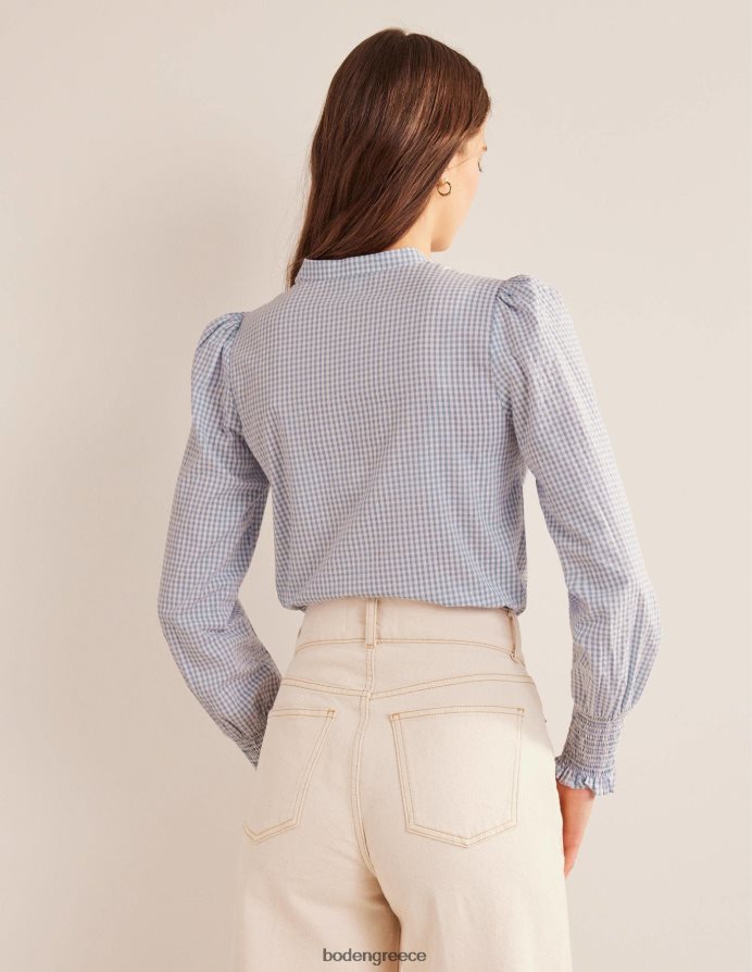 μπλε χιονοθύελλα micro gingham είδη ένδυσης πουκάμισο με μανσέτα Boden γυναίκες 464PH82171