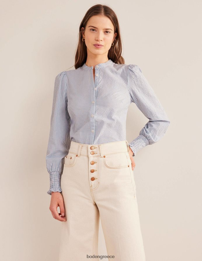 μπλε χιονοθύελλα micro gingham είδη ένδυσης πουκάμισο με μανσέτα Boden γυναίκες 464PH82171