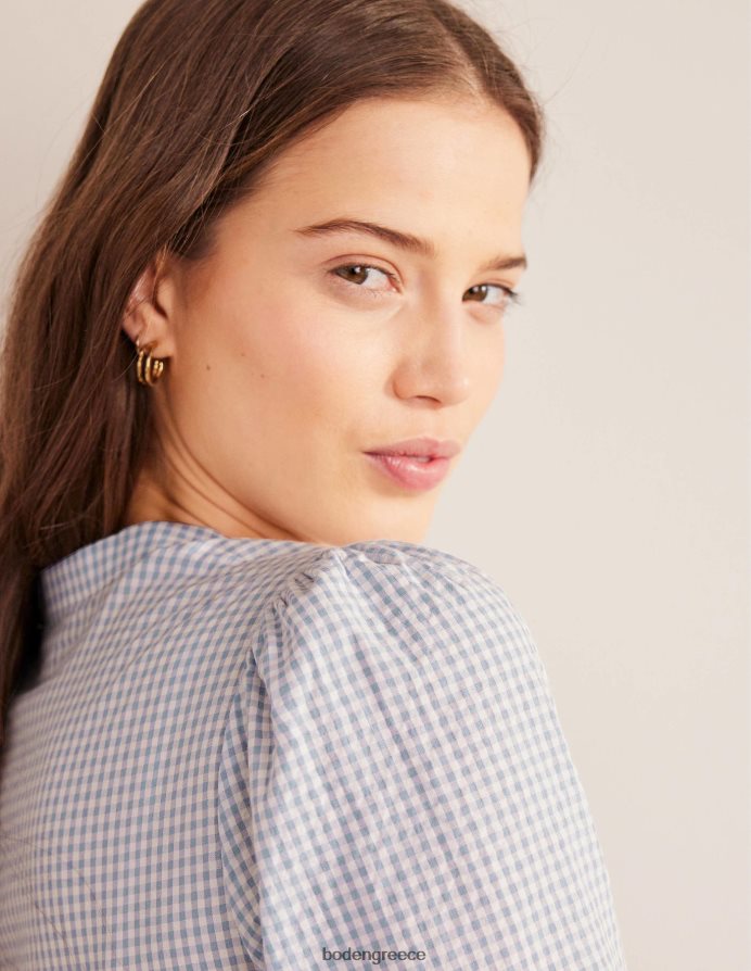 μπλε χιονοθύελλα micro gingham είδη ένδυσης πουκάμισο με μανσέτα Boden γυναίκες 464PH82171