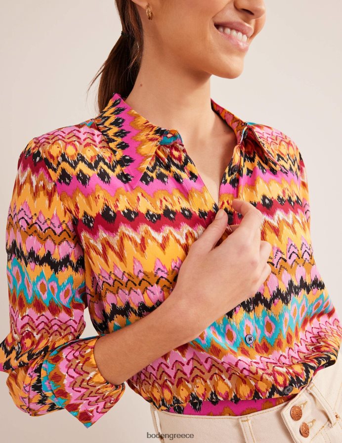multi & ανάγλυφη ikat είδη ένδυσης μεταξωτό πουκάμισο Boden γυναίκες 464PH8991