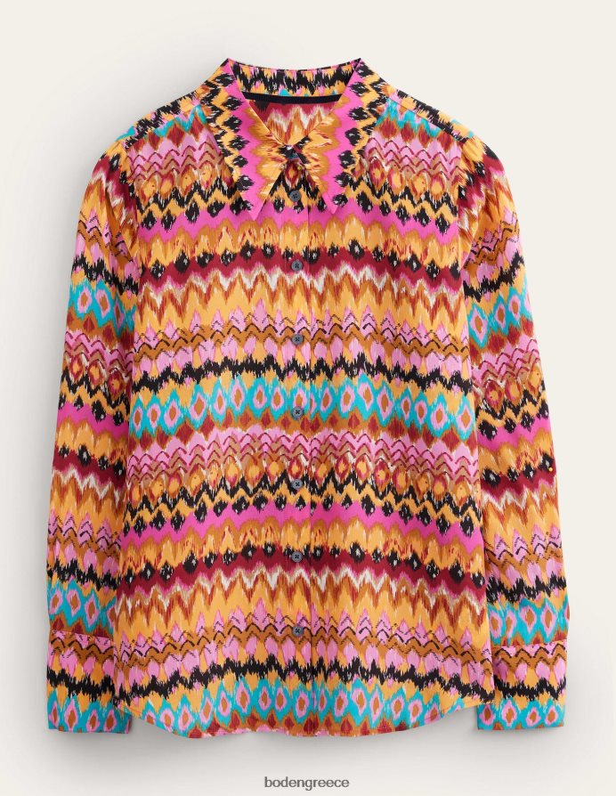 multi & ανάγλυφη ikat είδη ένδυσης μεταξωτό πουκάμισο Boden γυναίκες 464PH8991