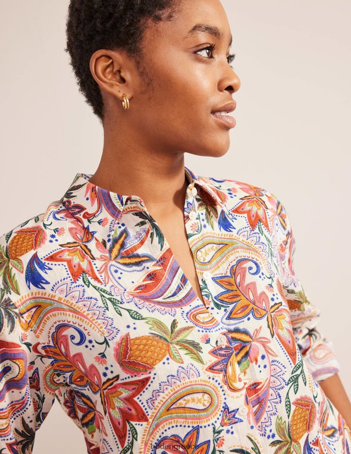 multi & paradise paisley είδη ένδυσης καινούργιο λινό πουκάμισο Boden γυναίκες 464PH82614