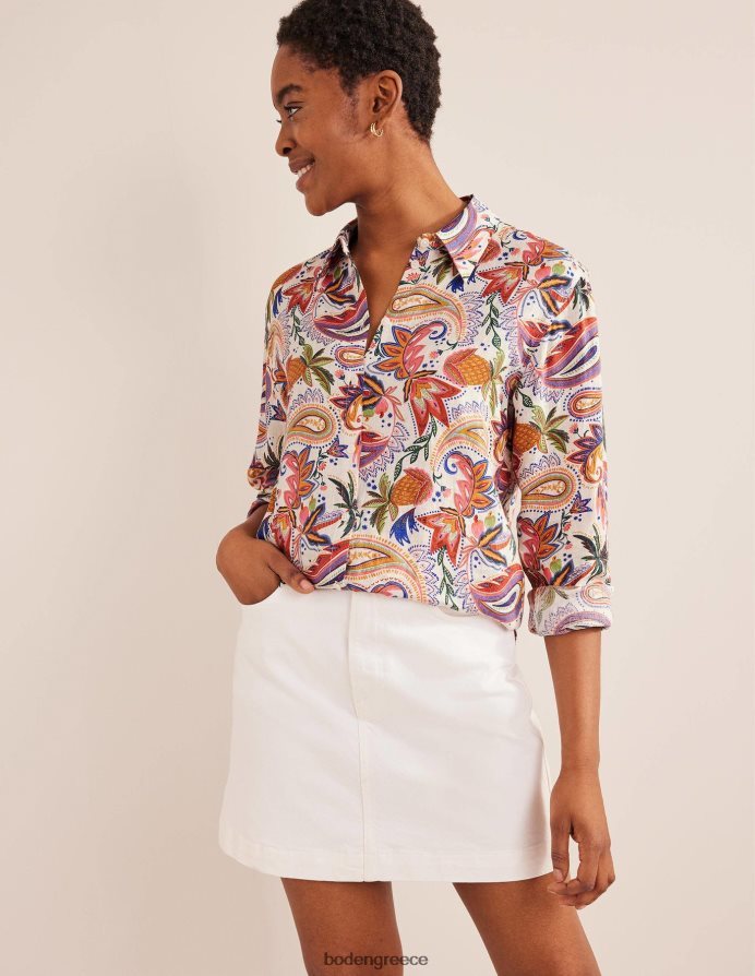 multi & paradise paisley είδη ένδυσης καινούργιο λινό πουκάμισο Boden γυναίκες 464PH82614