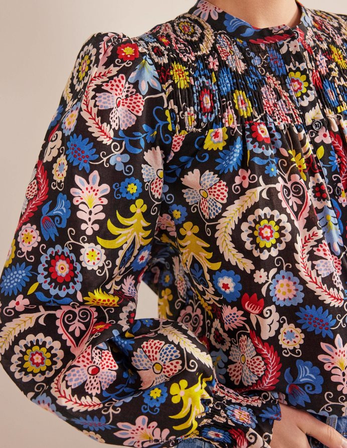 multi & tropic γοητεία είδη ένδυσης smocked yoke βαμβακερή μπλούζα Boden γυναίκες 464PH81413