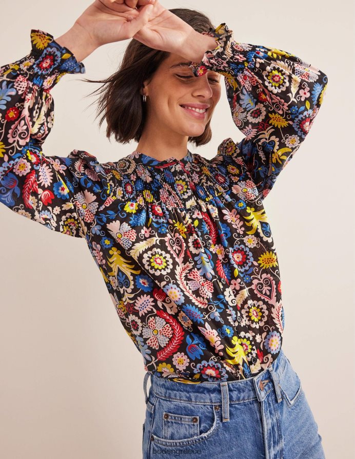 multi & tropic γοητεία είδη ένδυσης smocked yoke βαμβακερή μπλούζα Boden γυναίκες 464PH81413