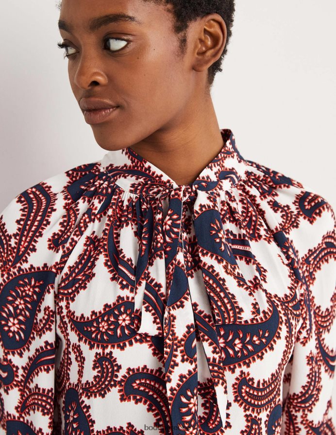 συστάδα ελεφαντόδοντου & paisley είδη ένδυσης μπλούζα με λαιμόκοψη Boden γυναίκες 464PH81528