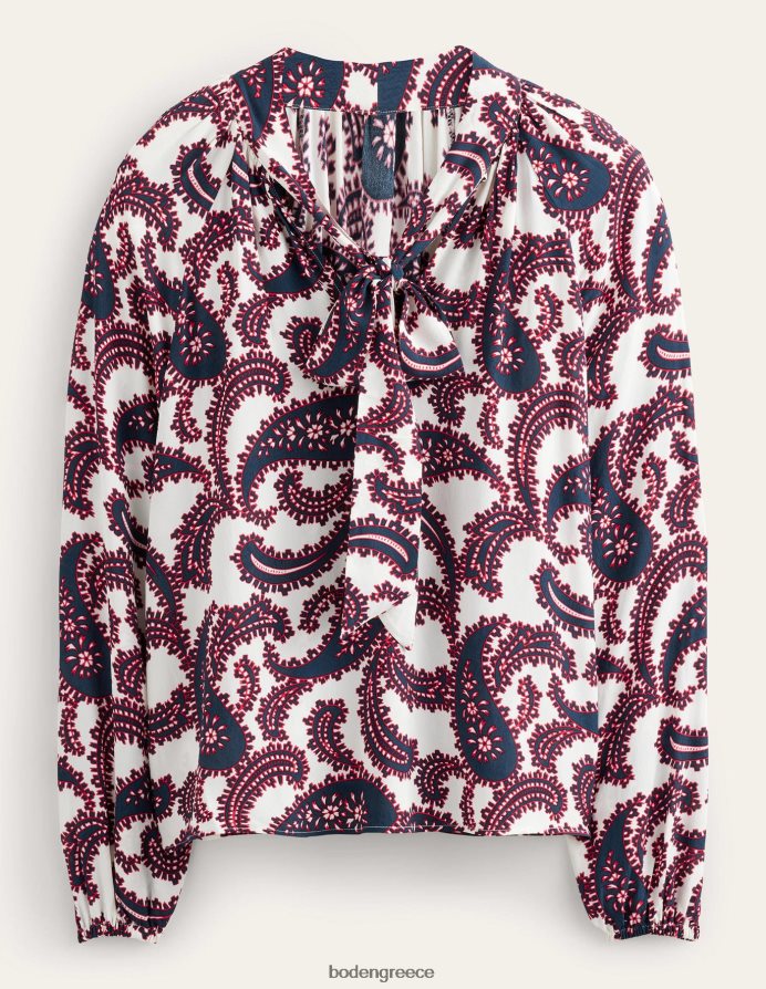 συστάδα ελεφαντόδοντου & paisley είδη ένδυσης μπλούζα με λαιμόκοψη Boden γυναίκες 464PH81528