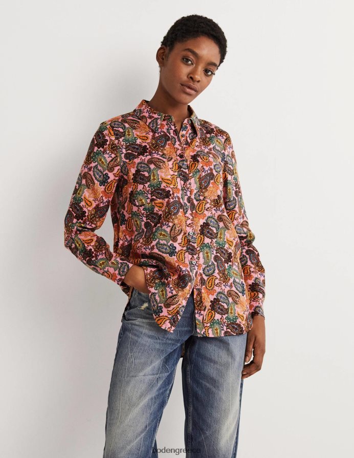 γούρι από άνθη κερασιάς & paisley είδη ένδυσης λινό πουκάμισο Boden γυναίκες 464PH82034