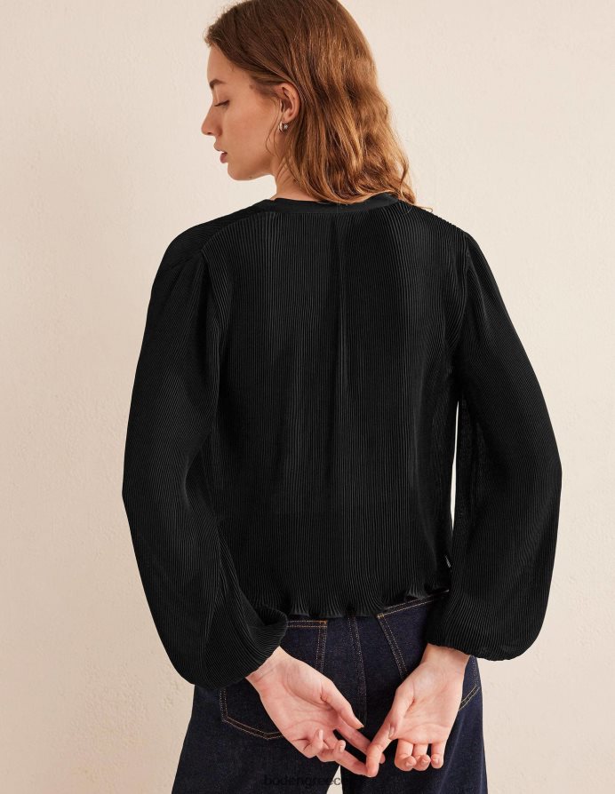 μαύρος είδη ένδυσης plisse πιέτες μπλούζα Boden γυναίκες 464PH81389