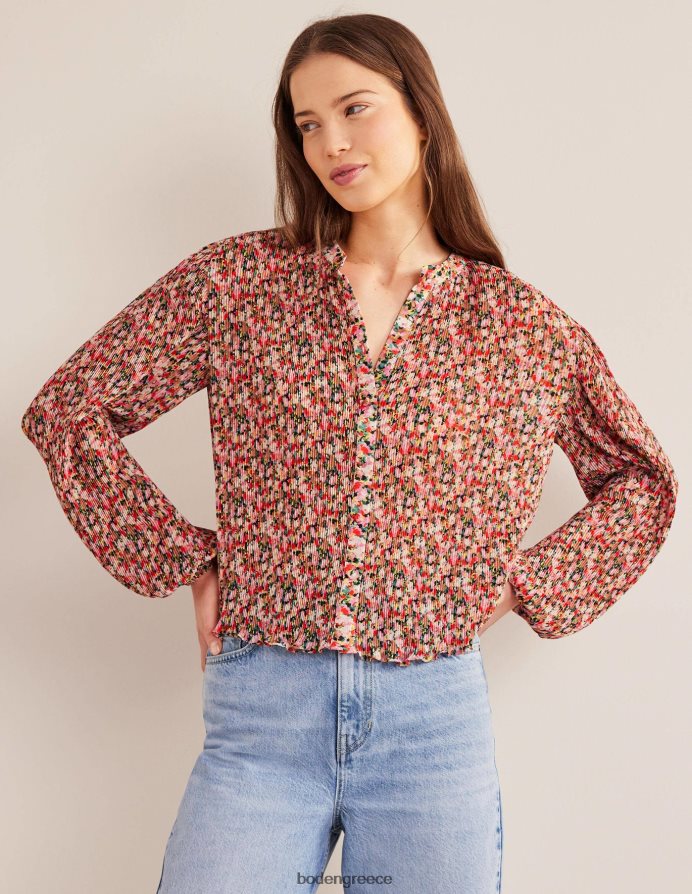 λουλουδάκι πολλαπλών & ζωγραφικής είδη ένδυσης plisse πιέτες μπλούζα Boden γυναίκες 464PH81926