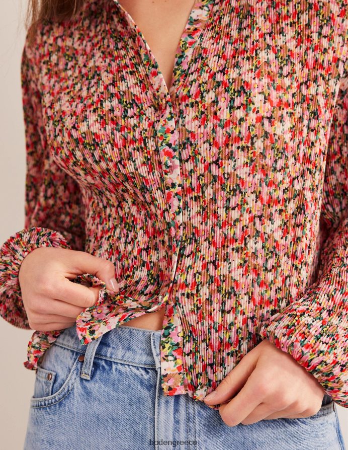 λουλουδάκι πολλαπλών & ζωγραφικής είδη ένδυσης plisse πιέτες μπλούζα Boden γυναίκες 464PH81926