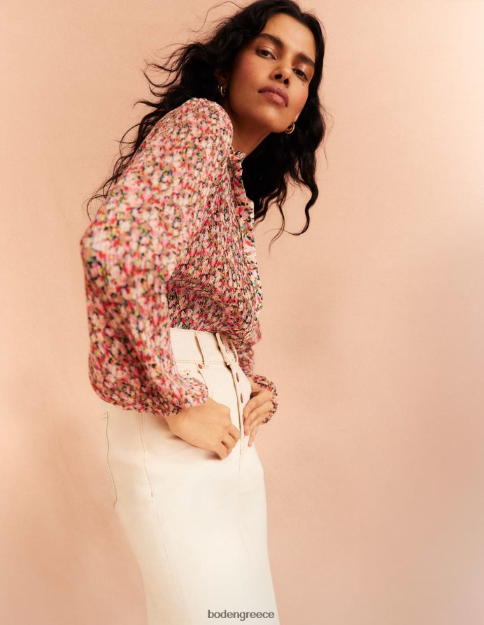 λουλουδάκι πολλαπλών & ζωγραφικής είδη ένδυσης plisse πιέτες μπλούζα Boden γυναίκες 464PH81926