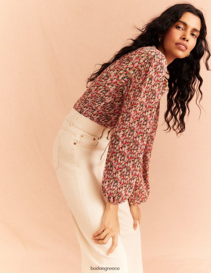 λουλουδάκι πολλαπλών & ζωγραφικής είδη ένδυσης plisse πιέτες μπλούζα Boden γυναίκες 464PH81926