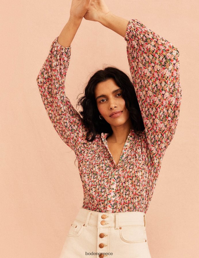 λουλουδάκι πολλαπλών & ζωγραφικής είδη ένδυσης plisse πιέτες μπλούζα Boden γυναίκες 464PH81926