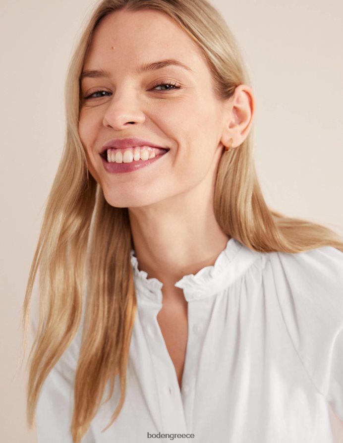 άσπρο είδη ένδυσης καθημερινό βαμβακερό πουκάμισο popover Boden γυναίκες 464PH81623