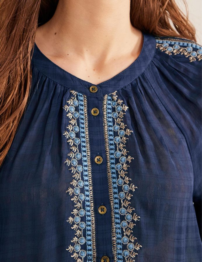 ΠΟΛΕΜΙΚΟ ΝΑΥΤΙΚΟ είδη ένδυσης κεντημένη popover μπλούζα Boden γυναίκες 464PH81764