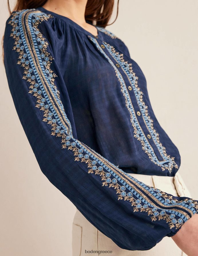 ΠΟΛΕΜΙΚΟ ΝΑΥΤΙΚΟ είδη ένδυσης κεντημένη popover μπλούζα Boden γυναίκες 464PH81764