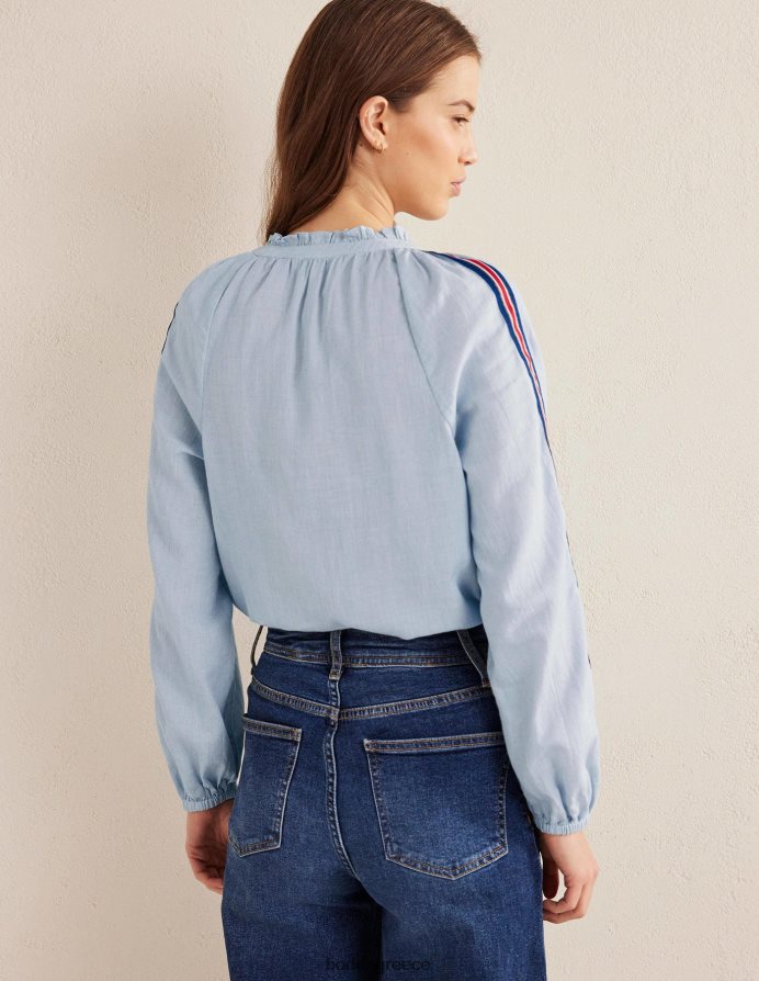 μπλε ρίγα είδη ένδυσης καθημερινό βαμβακερό πουκάμισο popover Boden γυναίκες 464PH82196