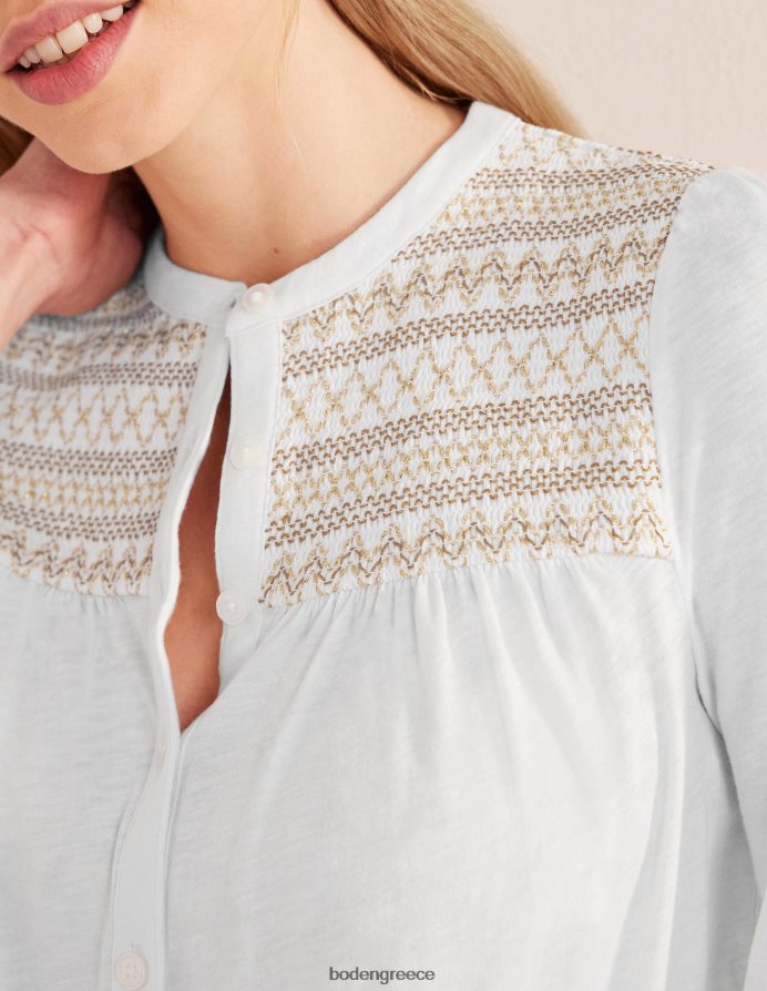 ελεφαντόδοντο & χρυσοκέντημα είδη ένδυσης smocked yoke κεντημένο πουκάμισο Boden γυναίκες 464PH81275