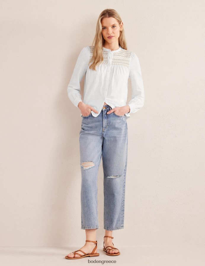 ελεφαντόδοντο & χρυσοκέντημα είδη ένδυσης smocked yoke κεντημένο πουκάμισο Boden γυναίκες 464PH81275