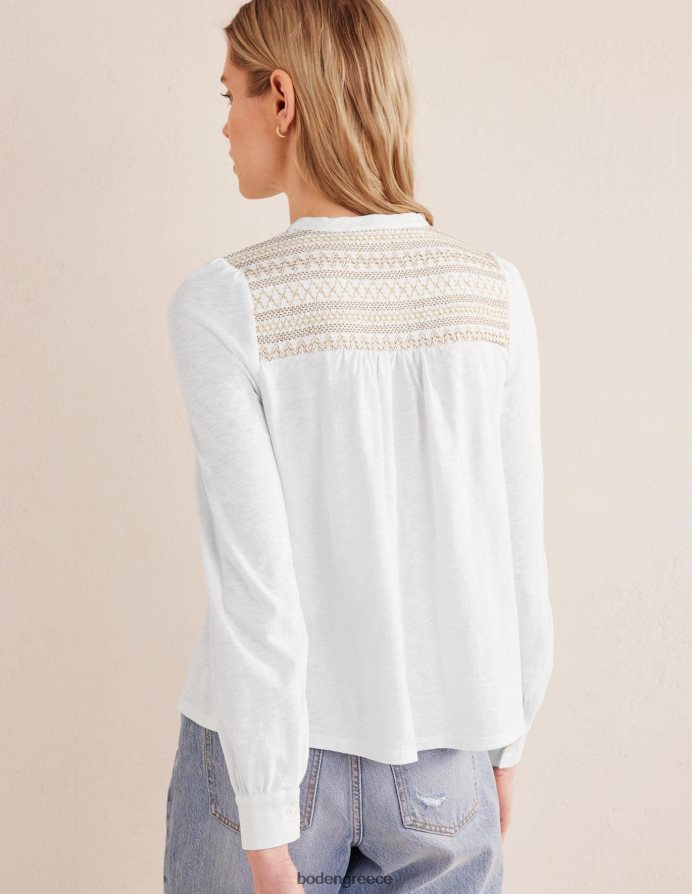 ελεφαντόδοντο & χρυσοκέντημα είδη ένδυσης smocked yoke κεντημένο πουκάμισο Boden γυναίκες 464PH81275