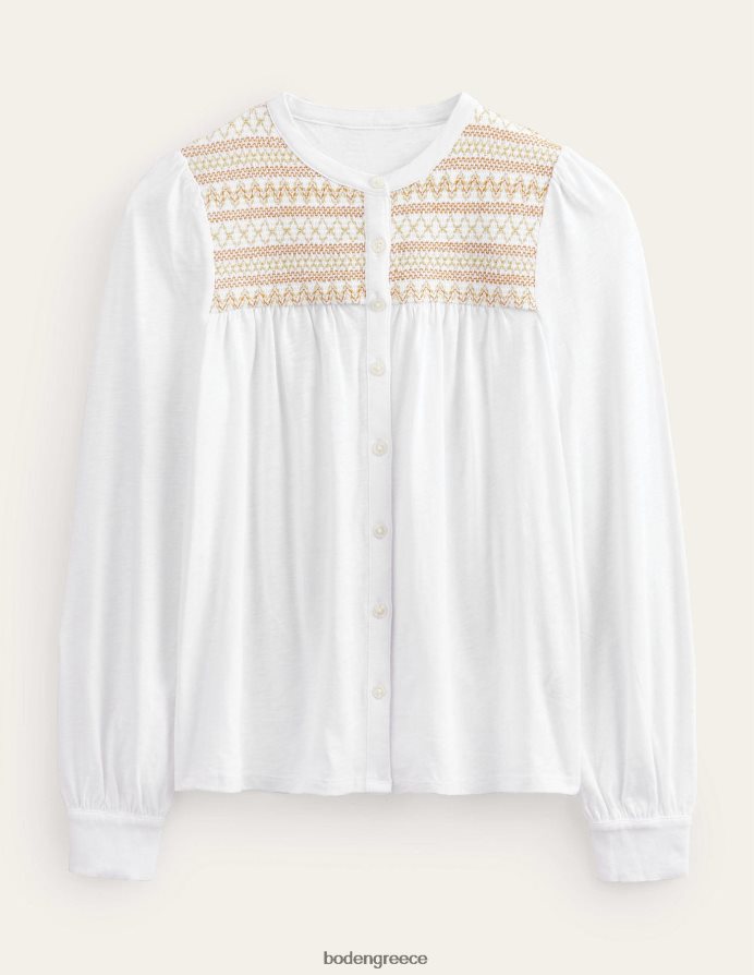 ελεφαντόδοντο & χρυσοκέντημα είδη ένδυσης smocked yoke κεντημένο πουκάμισο Boden γυναίκες 464PH81275