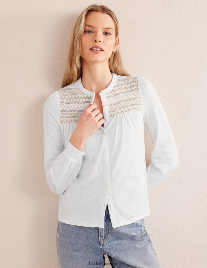 ελεφαντόδοντο & χρυσοκέντημα είδη ένδυσης smocked yoke κεντημένο πουκάμισο Boden γυναίκες 464PH81275