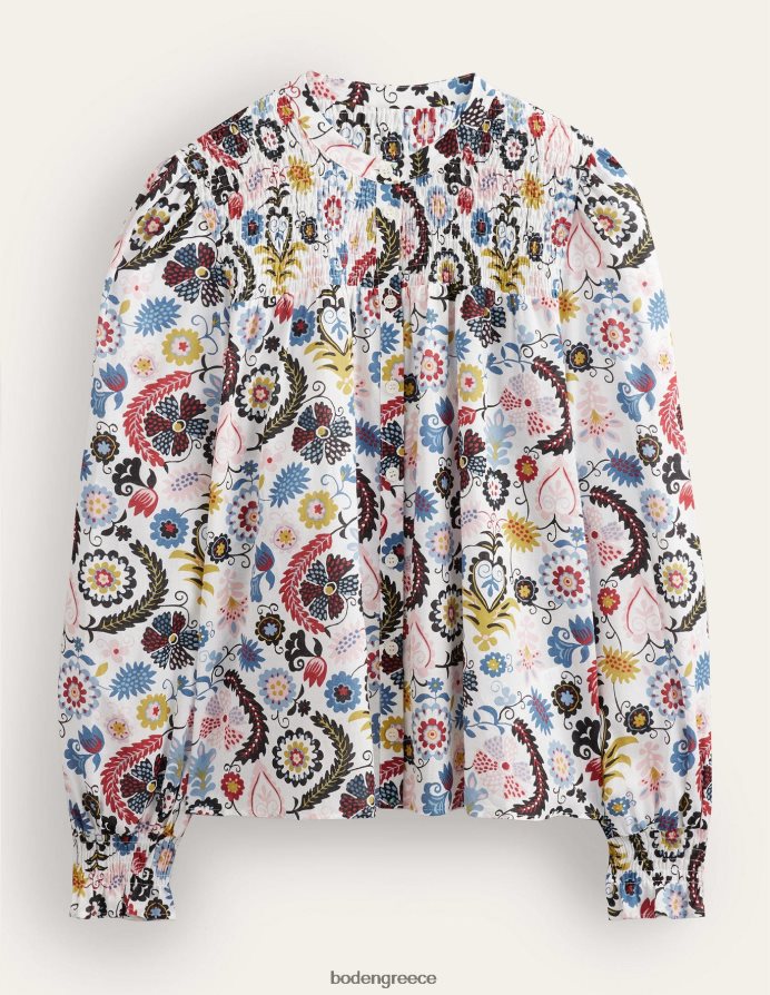 ελεφαντόδοντο & τροπική γοητεία είδη ένδυσης smocked yoke βαμβακερή μπλούζα Boden γυναίκες 464PH81871