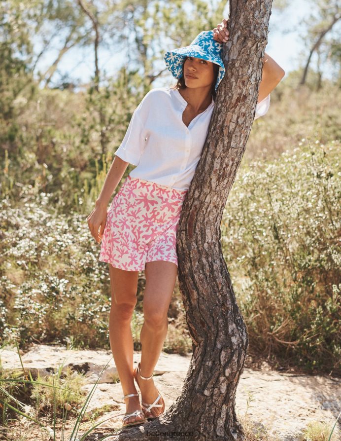 άνθη δαμασκηνιάς & αφηρημένο φύλλωμα είδη ένδυσης πλεκτό σορτς Boden γυναίκες 464PH81129