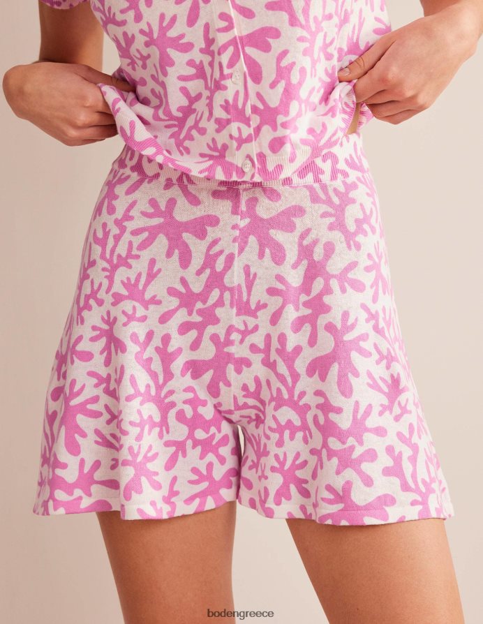 άνθη δαμασκηνιάς & αφηρημένο φύλλωμα είδη ένδυσης πλεκτό σορτς Boden γυναίκες 464PH81129