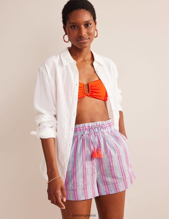 μπλε και καρπούζι ρίγα είδη ένδυσης δέσιμο στη μέση ριγέ σορτς Boden γυναίκες 464PH81308