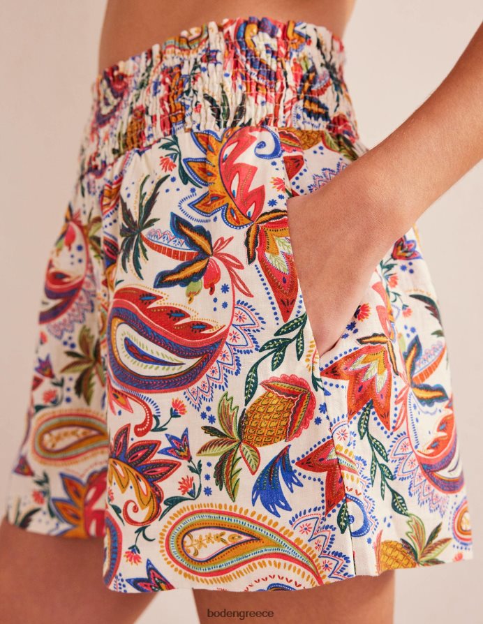 ιβουάρ συνομιλητική εκτύπωση είδη ένδυσης λινό σορτς με μέση Boden γυναίκες 464PH82393