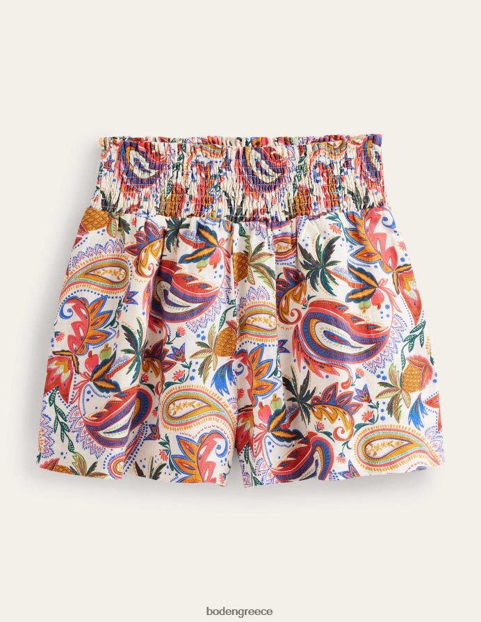 ιβουάρ συνομιλητική εκτύπωση είδη ένδυσης λινό σορτς με μέση Boden γυναίκες 464PH82393