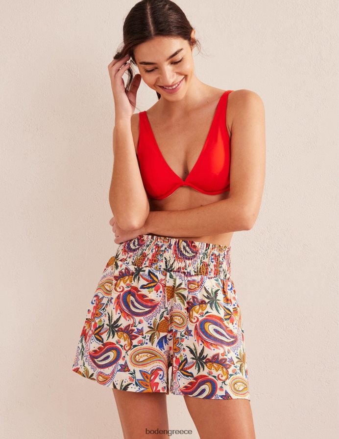 ιβουάρ συνομιλητική εκτύπωση είδη ένδυσης λινό σορτς με μέση Boden γυναίκες 464PH82393