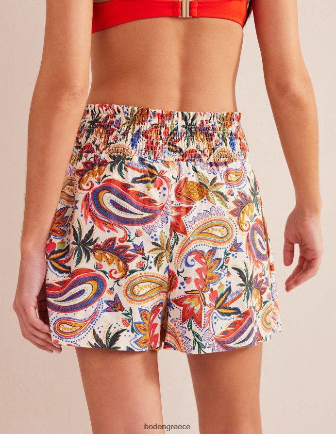 ιβουάρ συνομιλητική εκτύπωση είδη ένδυσης λινό σορτς με μέση Boden γυναίκες 464PH82393