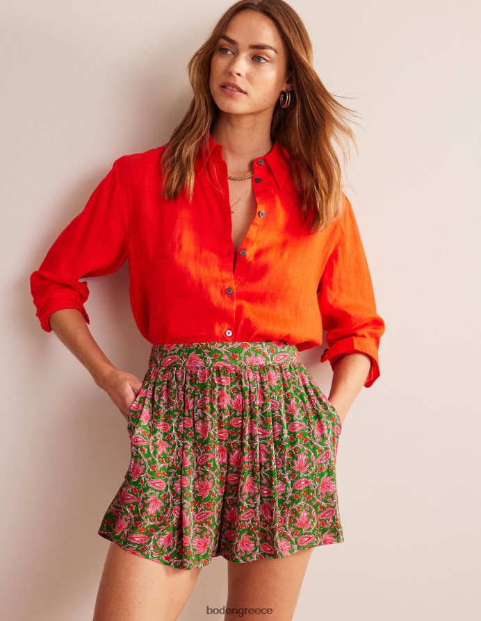 ασβέστη & βοτανικό κλήμα είδη ένδυσης τσακισμένο σορτς Boden γυναίκες 464PH8609