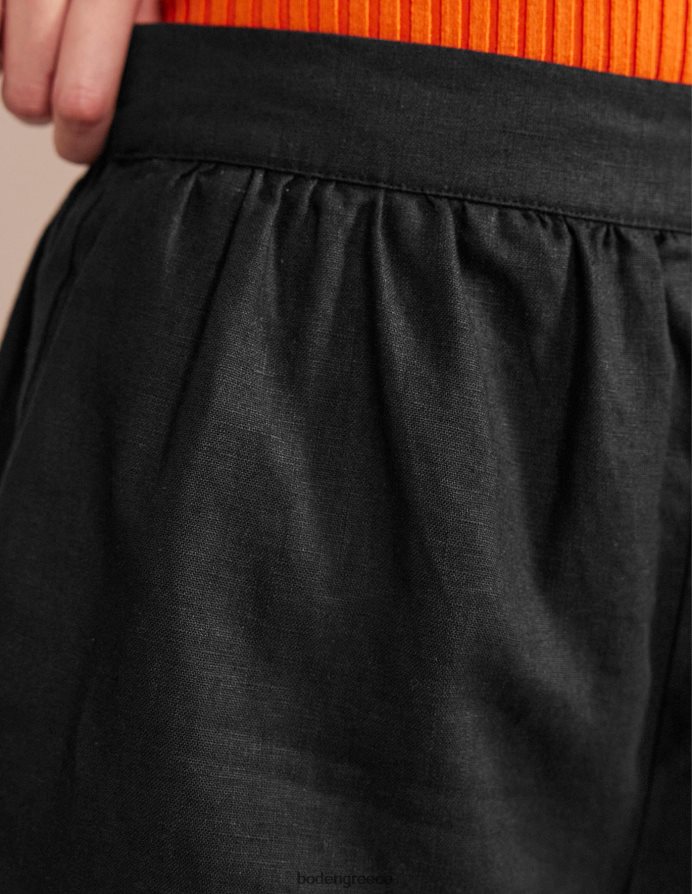 μαύρος είδη ένδυσης λινό σορτς που τραβιέται Boden γυναίκες 464PH8612