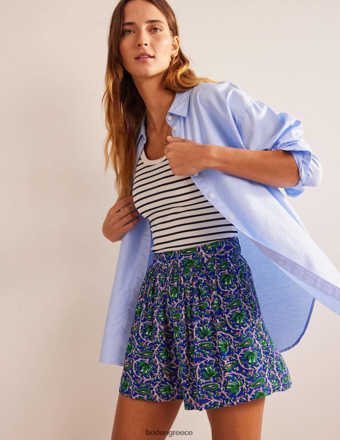 μπλε κύμα & βοτανική κλήμα είδη ένδυσης τσακισμένο σορτς Boden γυναίκες 464PH8614
