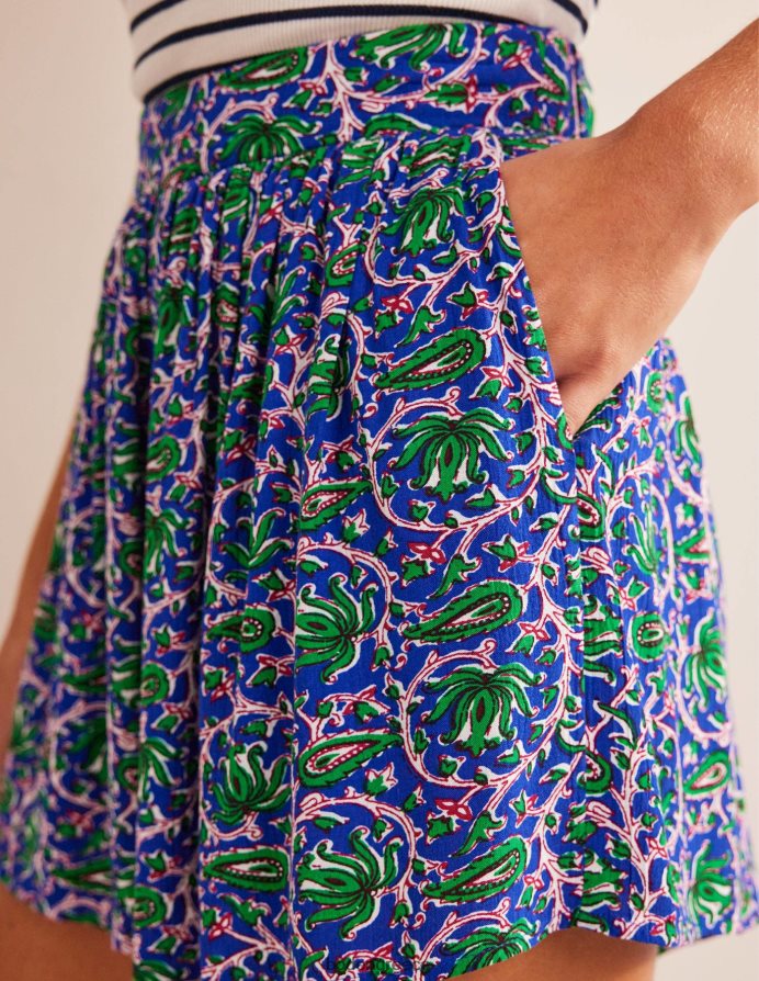 μπλε κύμα & βοτανική κλήμα είδη ένδυσης τσακισμένο σορτς Boden γυναίκες 464PH8614